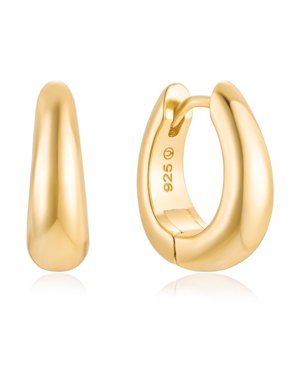 18K Gold Plated 925 Sterling Silver Tapered Huggie Hoop Earrings